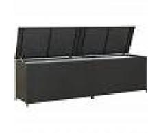VIDAXL Caja de almacenaje de jardín ratán sintético negro 200x50x60 cm