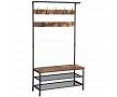 SONGMICS VASAGLE Perchero con Zapatero de Estilo Industrial, Perchero con Banco,
