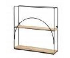 INSMA Estante de pared vintage de madera y hierro retro - Negro y beige A