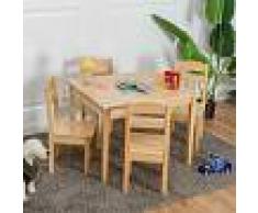 COSTWAY Juego Mueble para Niños Mesa y 4 Sillas de Madera Escritorio para