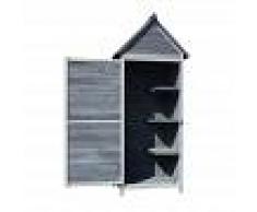 WILTEC Armario para jardín de madera de color gris claro 77x53x179cm, con