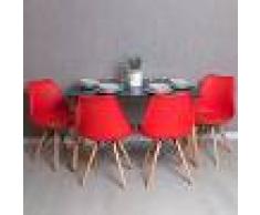 REGALOS MIGUEL Conjunto Mesa Tower Rectangular 120 x 80 cm Negra y Pack 4 Sillas