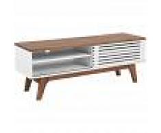 BELIANI Mueble TV en blanco/madera oscura TOLEDO - BELIANI