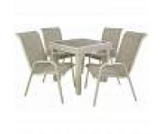 EDENJARDIN Conjunto para jardín mesa extensible 80/160 y 4 sillones apilables