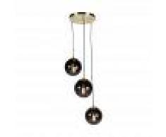QAZQA Art Déco Lámpara colgante art deco de latón con cristal negro 3