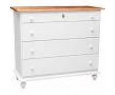 BISCOTTINI Cómoda de estilo Country de madera maciza de tilo armazón blanco