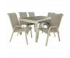 EDENJARDIN Conjunto para terraza Mesa extensible 160/210 y 6 sillones apilables
