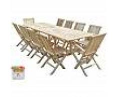 C&L JARDIN Conjunto de jardín de teca BATAN 8 sillas y 2 sillones - Bundle aceite