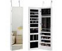COSTWAY LED Iluminación Armario con Espejo para Joyas Espejo Joyero Montado en