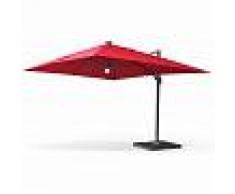 ALICE'S GARDEN Sombrilla jardín, Parasol excéntrico cuadrado, LED, Rojo, 300x400 cm