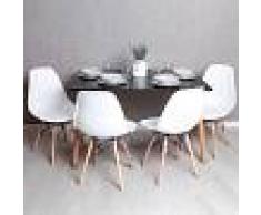 REGALOS MIGUEL Conjunto Mesa Tower Rectangular 120 x 80 cm Negra y Pack 4 Sillas Tower