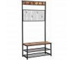 SONGMICS VASAGLE Perchero con Zapatero de Estilo Industrial, Perchero con Banco,