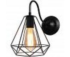 STOEX Apliques de pared Jaula de Hierro Diamante Lampara Sconce Tubo Doblado
