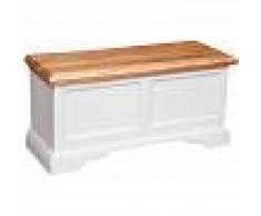 BISCOTTINI Baúl de estilo Country de madera maciza de tilo armazón blanco