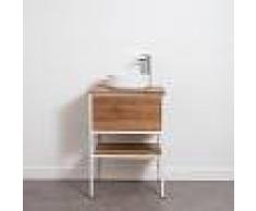 STANO Mueble de Baño para Lavabo 60 cm INDUSTRIAL - Madera y Metal Blanco