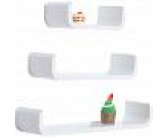 HOMCOM Juego Conjunto de 3 Estantes Flotantes de Pared Unidad de