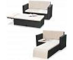 MUCOLA Polyrattan sofá de jardín y reposapiés plegable Sillón de salón muebles
