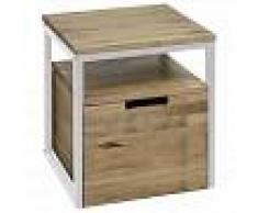 DS MUEBLES Mesa de Noche ECO Three con Estante y Cajón Extraíble con Ruedas en