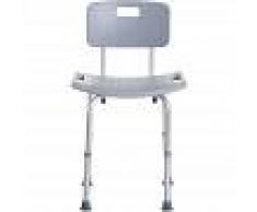 HOMCOM Silla Ducha Aluminio Baño Taburete Regulable + Respaldo Silla