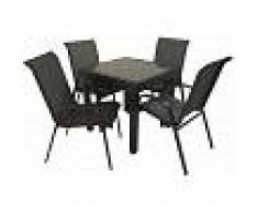 EDENJARDIN Conjunto para jardín mesa extensible 80/160 y 4 sillones apilables