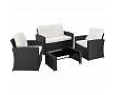 TECTAKE Conjunto de ratán Lucca - mueble de exterior de poli ratán, muebles de