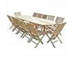 C&L JARDIN Conjunto de jardín de teca HENUA 10 sillas y 2 sillones - C&L JARDIN