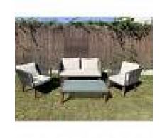 KieferGarden – Conjunto Set Muebles Jardín y Terraza, 4 plazas, Gris,