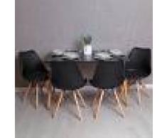 REGALOS MIGUEL Conjunto Mesa Tower Rectangular 120 x 80 cm Negra y Pack 4 Sillas