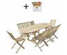 C&L JARDIN Conjunto de jardín de teca MAHUI 8 sillas - Bundle aceite - C&L JARDIN