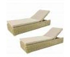 EDENJARDIN Pack 2 tumbonas de piscina Reclinable Blanco envejecido Aluminio