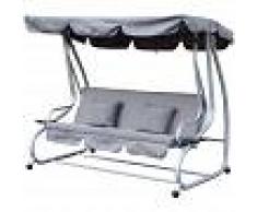 Outsunny Columpio Balancín Jardín Convertible en Cama Techo Ajustable