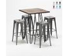 AHD AMAZING HOME DESIGN Set de taburetes metálicos con mesa alta de diseño estilo Tolix