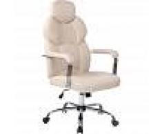 CLP Silla De Oficina Almelo Tapizada En Tela o Simil Cuero Crema Tela - CLP