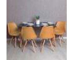 REGALOS MIGUEL Conjunto Mesa Tower Rectangular 120 x 80 cm Negra y Pack 4 Sillas
