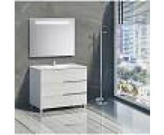 PLUSBAÑO Conjunto de baño Mueble 100x85x46 - Lavabo - Espejo 100 x 80 Roble