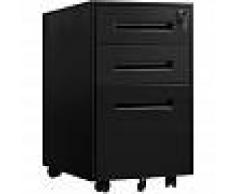 COSTWAY Cajonera Oficina con Ruedas Cerradura y 3 Cajones Armario Archivador