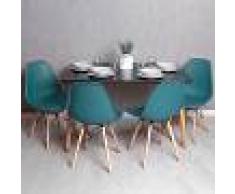 REGALOS MIGUEL Conjunto Mesa Tower Rectangular 120 x 80 cm Negra y Pack 4 Sillas Tower