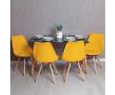 REGALOS MIGUEL Conjunto Mesa Tower Rectangular 120 x 80 cm Negra y Pack 4 Sillas
