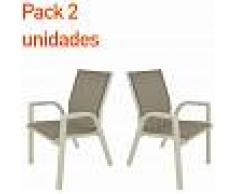 EDENJARDIN Pack 2 sillones de exterior apilables Tamaño: 56x66x90 cm Aluminio