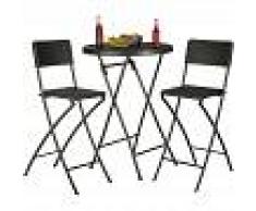 RELAXDAYS Taburete Alto Plegable BASTIAN, Juego de 2, Acero y Ratán Sintético,