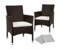 TECTAKE 2 Sillas de ratán + 4 fundas - sillas de comedor imitación mimbre,