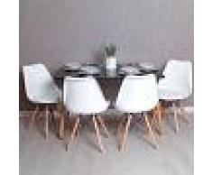 REGALOS MIGUEL Conjunto Mesa Tower Rectangular 120 x 80 cm Negra y Pack 4 Sillas