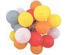BARCELONA LED Guirnalda LED 24 Bolas de algodón con USB 3m-IP44-7cm rojo,naranja,