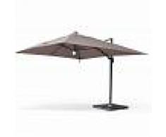 ALICE'S GARDEN Sombrilla jardín, Parasol excéntrico cuadrado, LED, Marrón, 300x400 cm