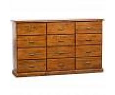 BISCOTTINI Cajonera de estilo Country de madera maciza de tilo acabado con efecto
