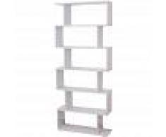 HOMCOM Estanteria Libreria 6 Estantes de Madera Forma de S 80x25x192cm