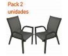 EDENJARDIN Pack 2 sillones de terraza apilable Tamaño: 56x66x90 cm Aluminio