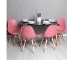 REGALOS MIGUEL Conjunto Mesa Tower Rectangular 120 x 80 cm Negra y Pack 4 Sillas Tower