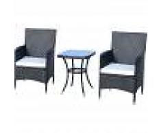 Outsunny Conjunto de Muebles de Exterior de Ratán 1 Mesa 2 Sillas