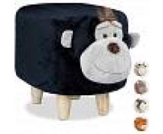 RELAXDAYS Taburete Infantil Acolchado con Forma Animal de Mono, Madera, Negro,